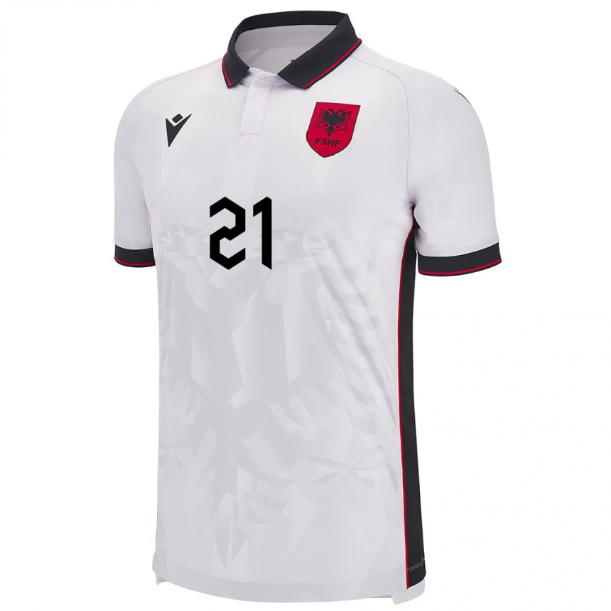 Kids Football Albania Renato Halili #21 White Away Jersey 24-26 T-Shirt Canada