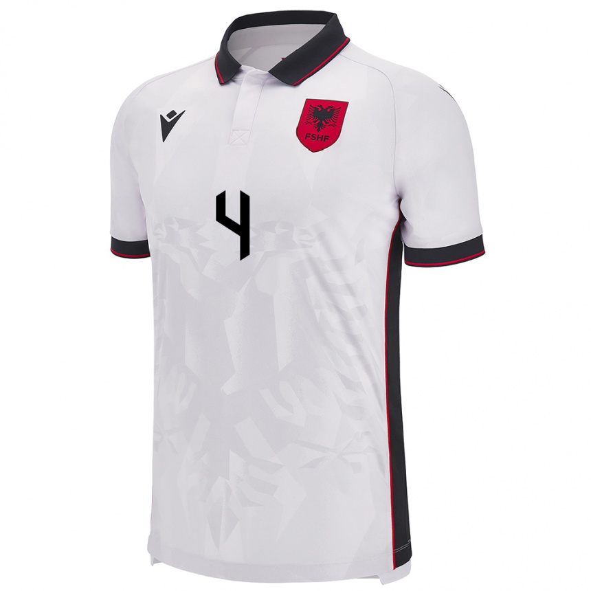 Kids Football Albania Adrian Bajrami #4 White Away Jersey 24-26 T-Shirt Canada