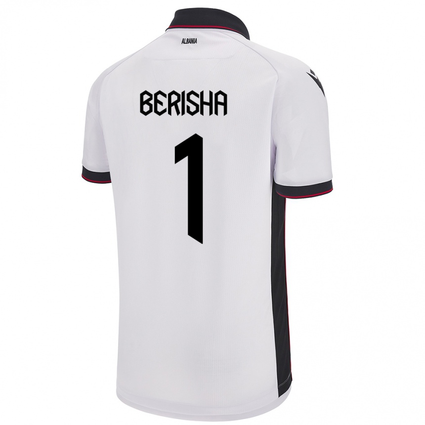 Kids Football Albania Etrit Berisha #1 White Away Jersey 24-26 T-Shirt Canada