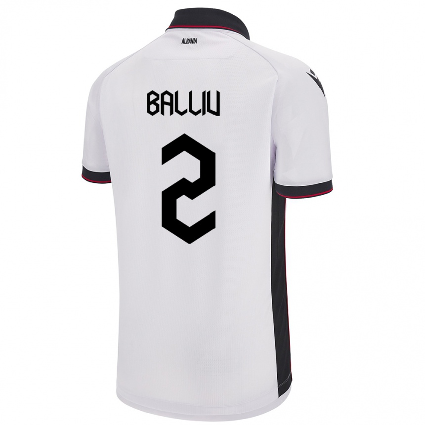 Kids Football Albania Iván Balliu #2 White Away Jersey 24-26 T-Shirt Canada