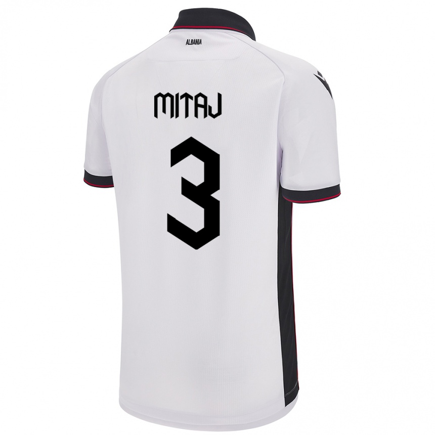 Kids Football Albania Mario Mitaj #3 White Away Jersey 24-26 T-Shirt Canada