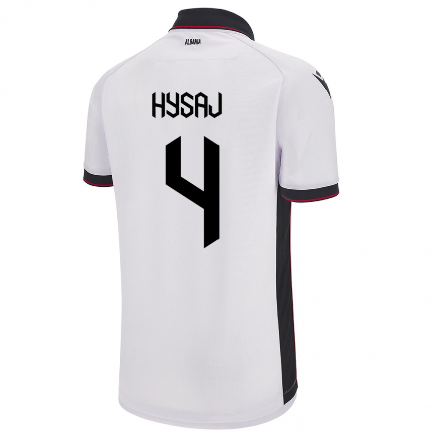 Kids Football Albania Elseid Hysaj #4 White Away Jersey 24-26 T-Shirt Canada