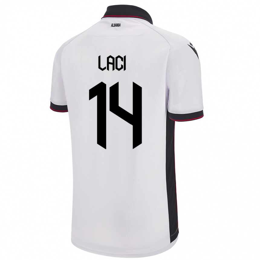 Kids Football Albania Qazim Laci #14 White Away Jersey 24-26 T-Shirt Canada