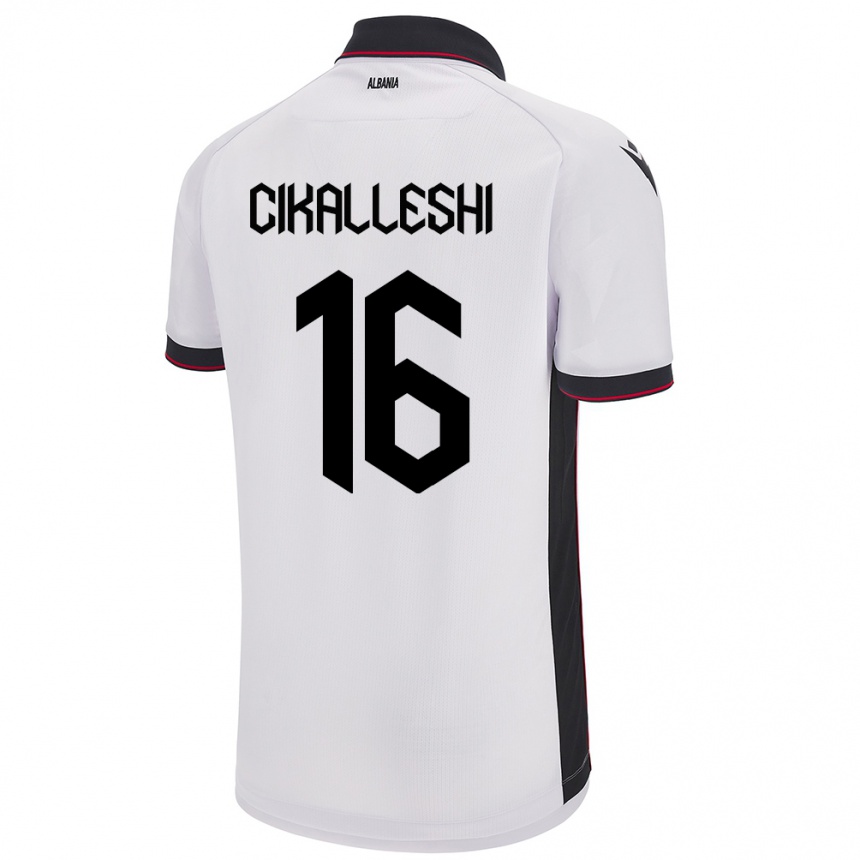 Kids Football Albania Sokol Cikalleshi #16 White Away Jersey 24-26 T-Shirt Canada