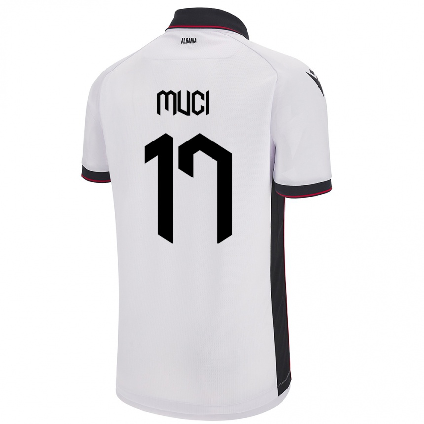 Kids Football Albania Ernest Muci #17 White Away Jersey 24-26 T-Shirt Canada