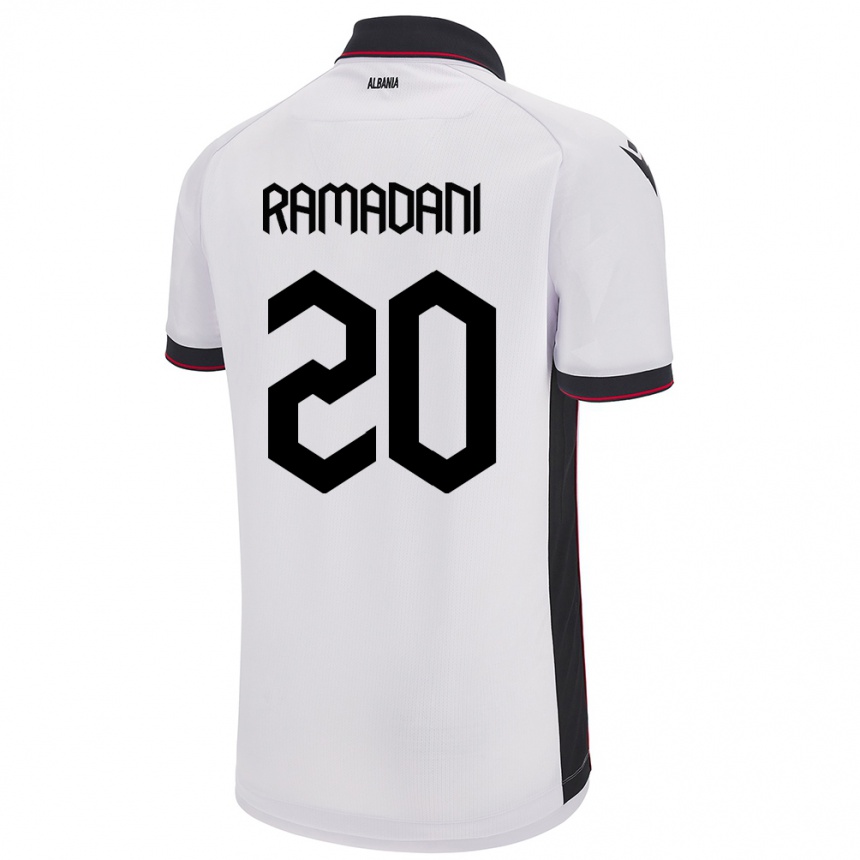 Kids Football Albania Ylber Ramadani #20 White Away Jersey 24-26 T-Shirt Canada