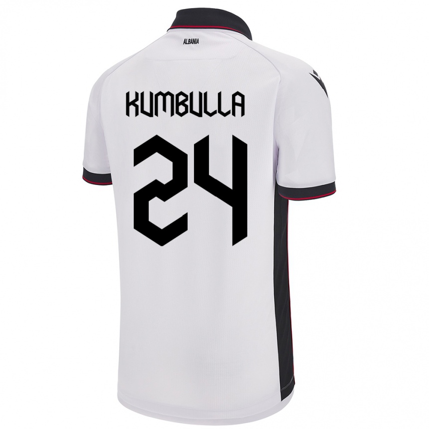 Kids Football Albania Marash Kumbulla #24 White Away Jersey 24-26 T-Shirt Canada