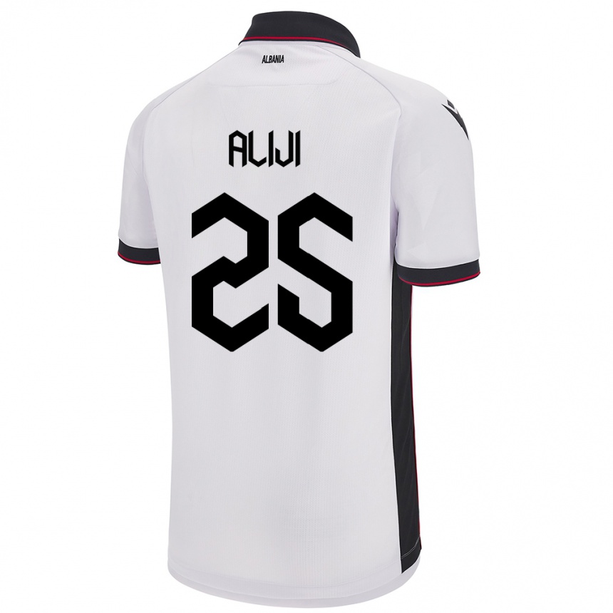 Kids Football Albania Naser Aliji #25 White Away Jersey 24-26 T-Shirt Canada