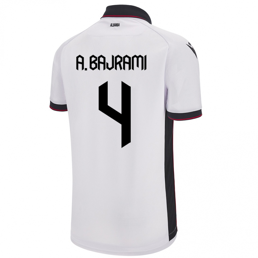 Kids Football Albania Adrian Bajrami #4 White Away Jersey 24-26 T-Shirt Canada