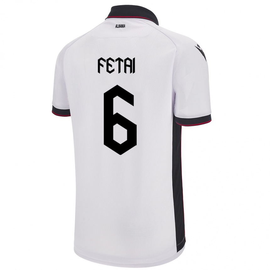 Kids Football Albania Feta Fetai #6 White Away Jersey 24-26 T-Shirt Canada