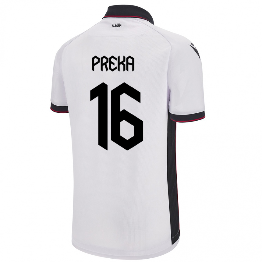 Kids Football Albania Marcelino Preka #16 White Away Jersey 24-26 T-Shirt Canada