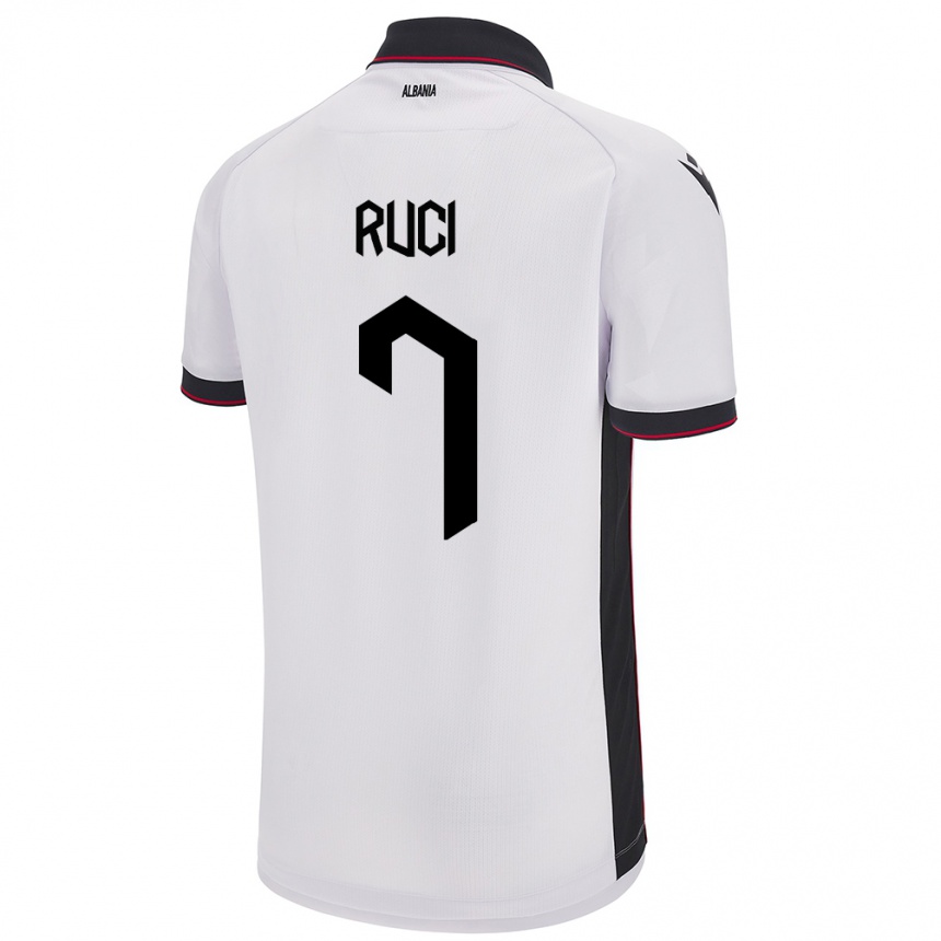 Kids Football Albania Flamur Ruci #7 White Away Jersey 24-26 T-Shirt Canada