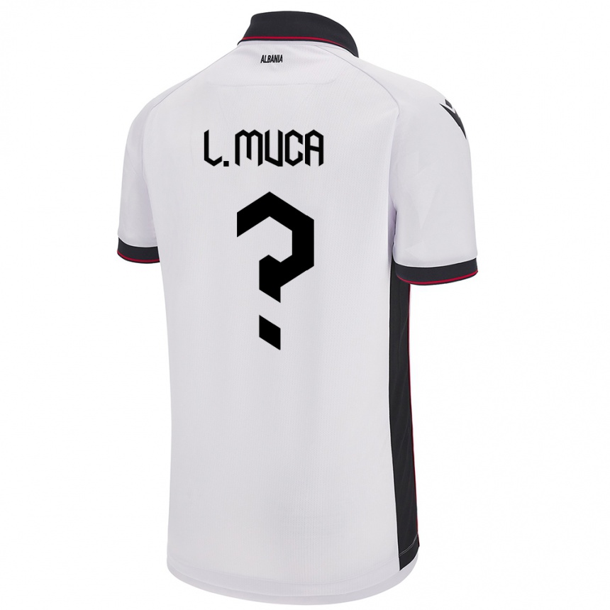 Kids Football Albania Leonard Muca #0 White Away Jersey 24-26 T-Shirt Canada