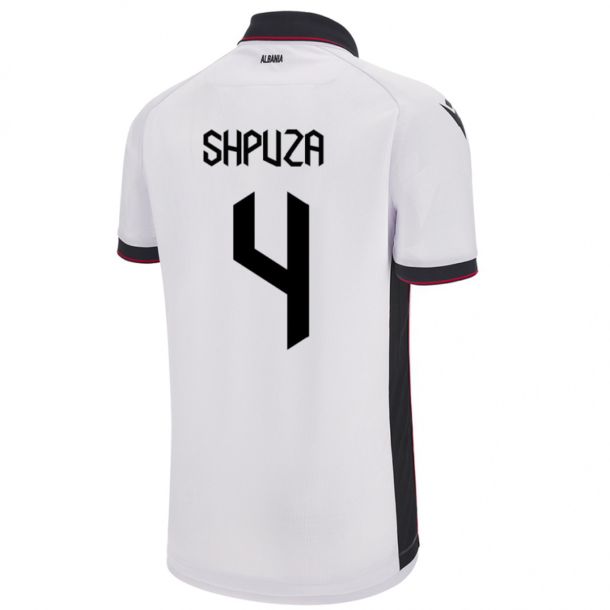 Kids Football Albania Kleo Shpuza #4 White Away Jersey 24-26 T-Shirt Canada