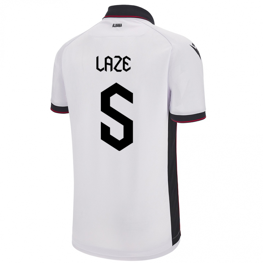 Kids Football Albania Jetmir Laze #5 White Away Jersey 24-26 T-Shirt Canada