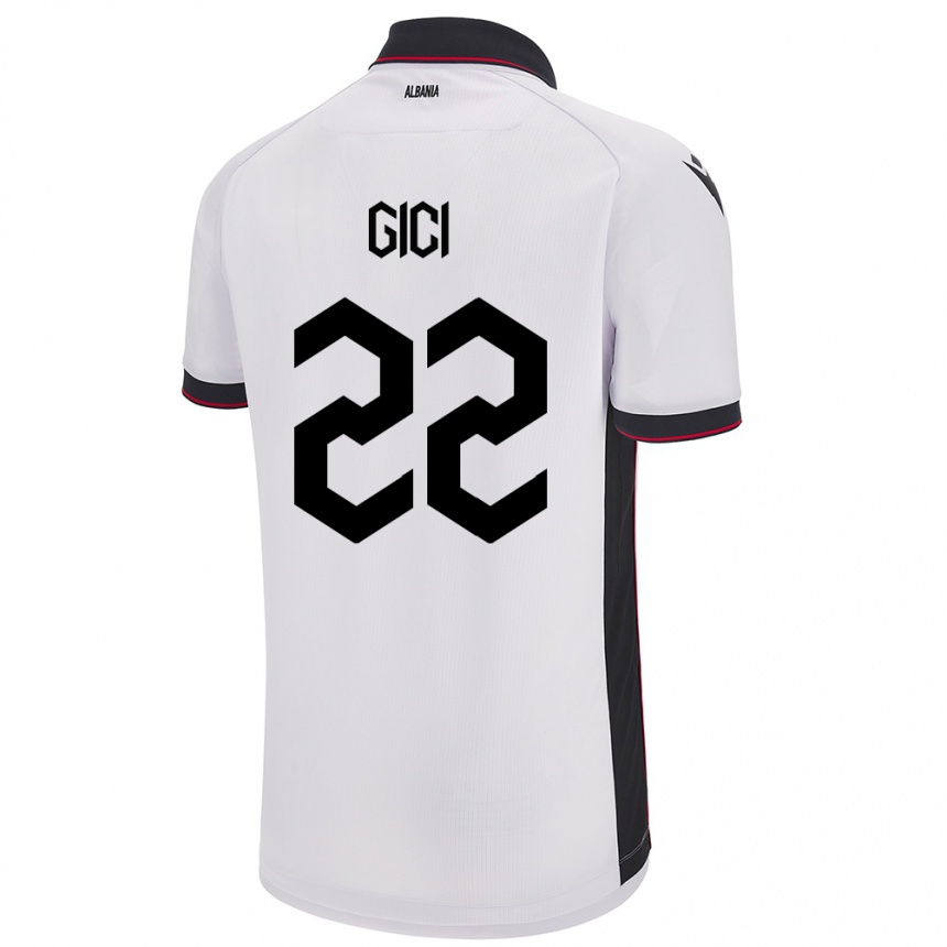 Kids Football Albania Matias Gici #22 White Away Jersey 24-26 T-Shirt Canada