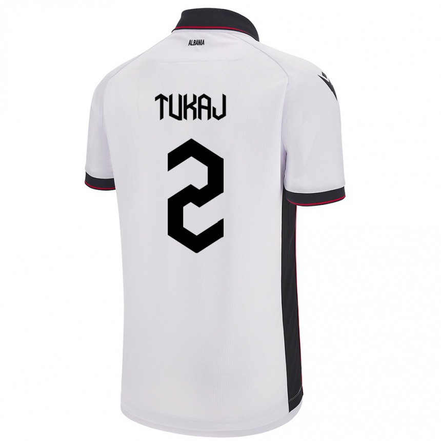 Kids Football Albania Armera Tukaj #2 White Away Jersey 24-26 T-Shirt Canada