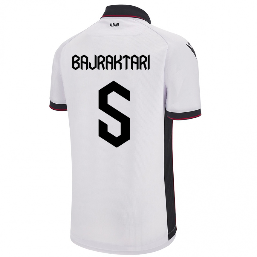 Kids Football Albania Arbiona Bajraktari #5 White Away Jersey 24-26 T-Shirt Canada