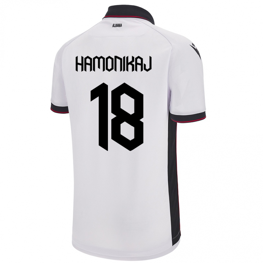 Kids Football Albania Klea Hamonikaj #18 White Away Jersey 24-26 T-Shirt Canada