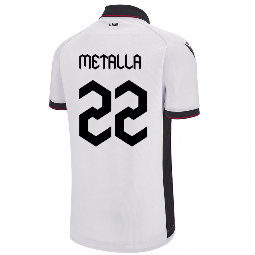 Kids Football Albania Mikaela Metalla #22 White Away Jersey 24-26 T-Shirt Canada