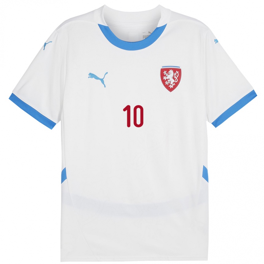 Kids Football Czech Republic Adam Karabec #10 White Away Jersey 24-26 T-Shirt Canada