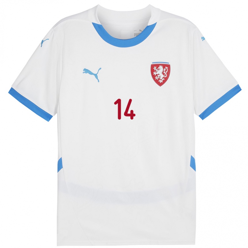 Kids Football Czech Republic Denis Alijagic #14 White Away Jersey 24-26 T-Shirt Canada