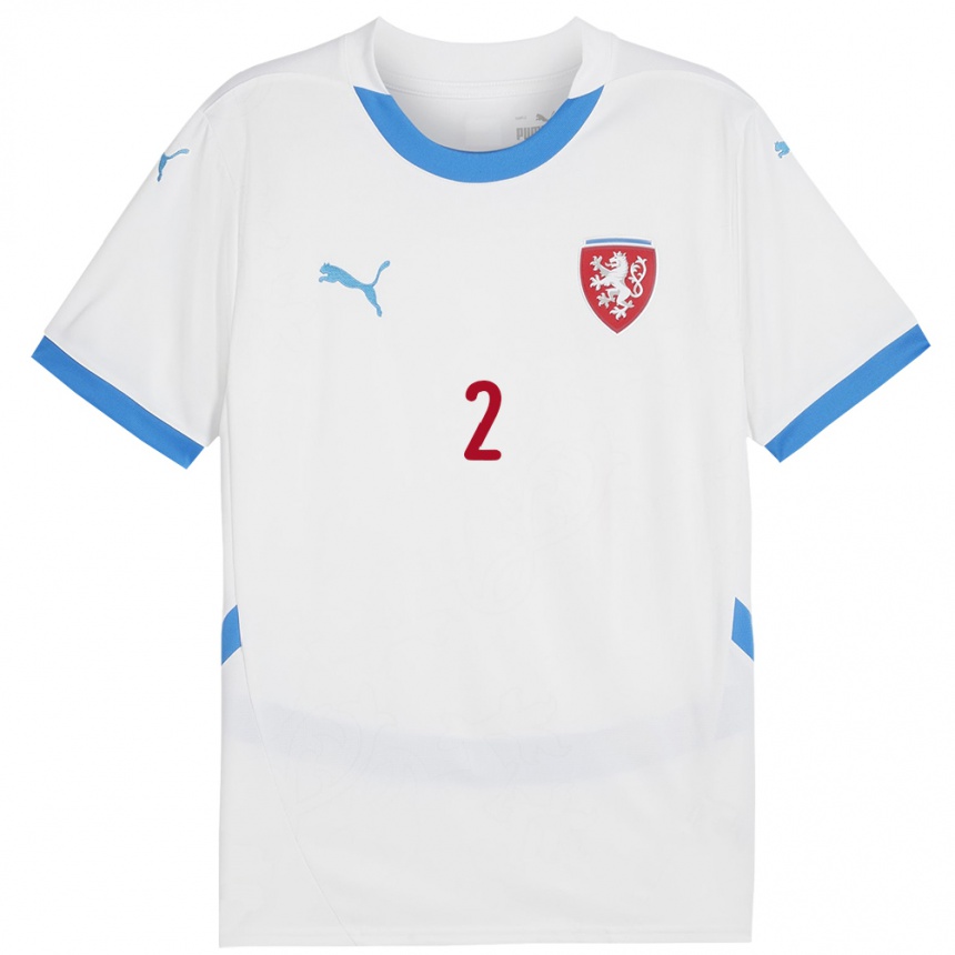 Kids Football Czech Republic Anna Dlasková #2 White Away Jersey 24-26 T-Shirt Canada