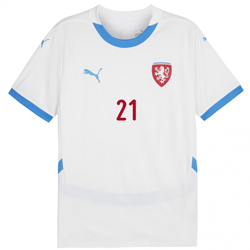 Kids Football Czech Republic Adam Leibl #21 White Away Jersey 24-26 T-Shirt Canada