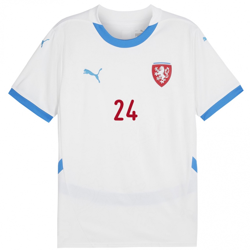 Kids Football Czech Republic Tomas Vlcek #24 White Away Jersey 24-26 T-Shirt Canada