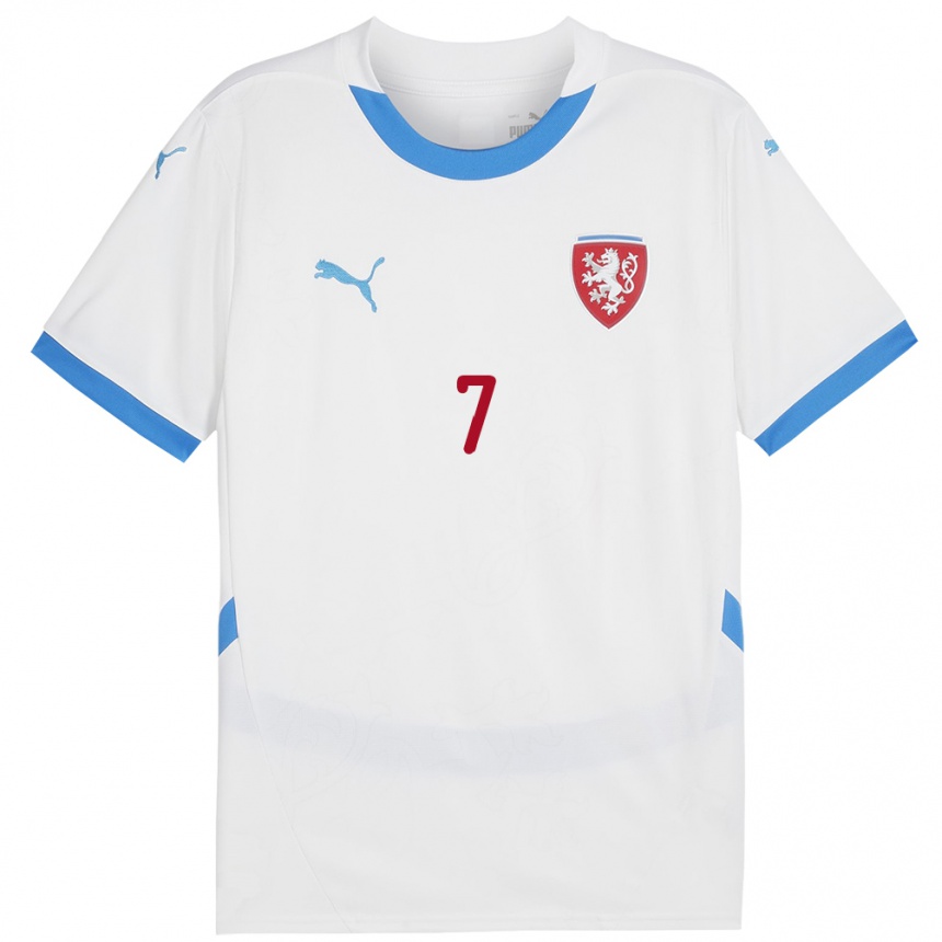 Kids Football Czech Republic Adam Pudil #7 White Away Jersey 24-26 T-Shirt Canada