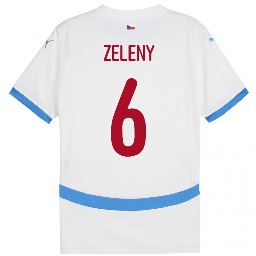 Kids Football Czech Republic Jaroslav Zelený #6 White Away Jersey 24-26 T-Shirt Canada