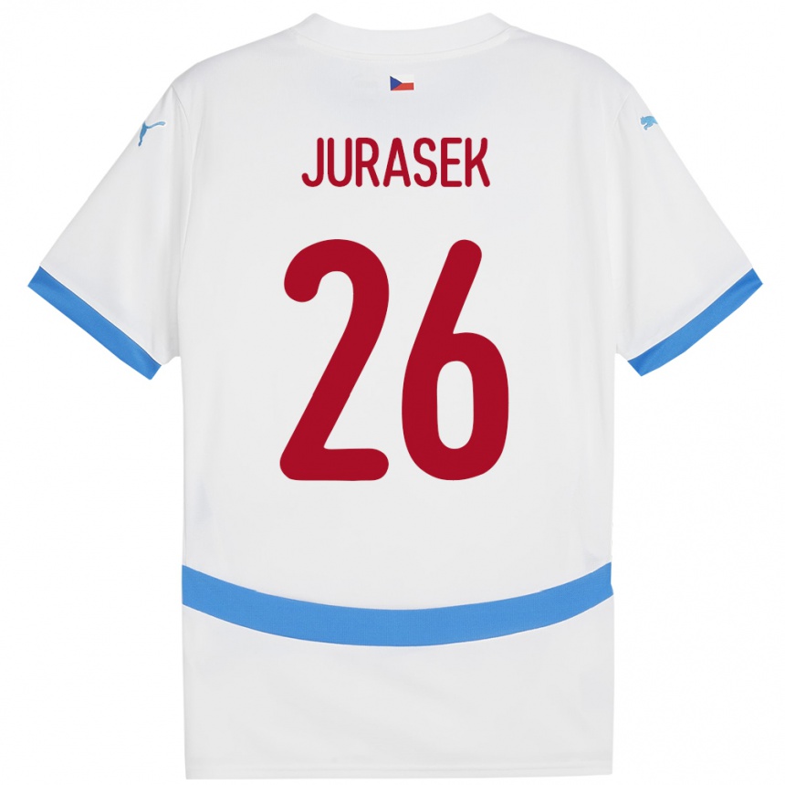 Kids Football Czech Republic Matej Jurasek #26 White Away Jersey 24-26 T-Shirt Canada