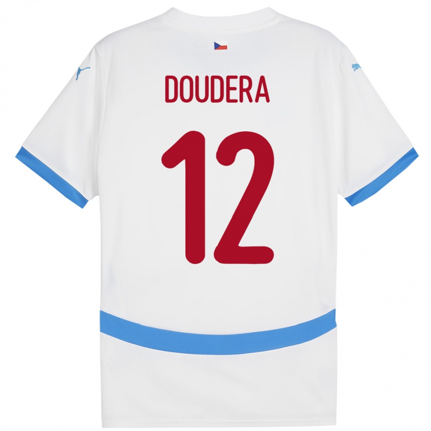 Kids Football Czech Republic David Doudera #12 White Away Jersey 24-26 T-Shirt Canada