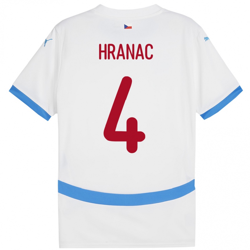 Kids Football Czech Republic Robin Hranac #4 White Away Jersey 24-26 T-Shirt Canada