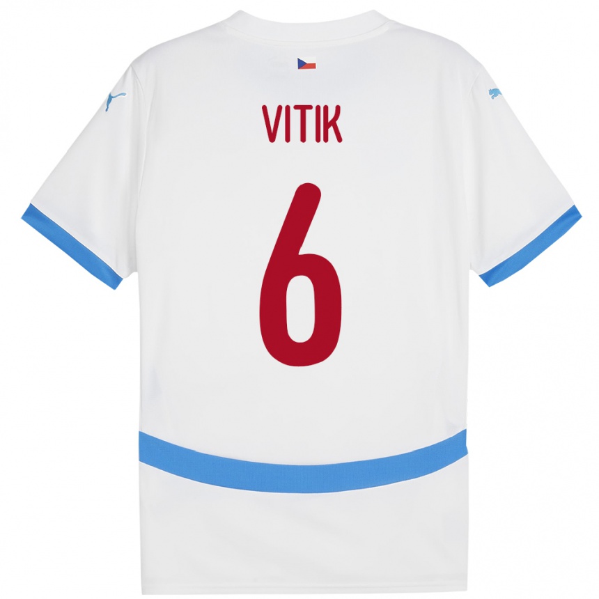 Kids Football Czech Republic Martin Vitík #6 White Away Jersey 24-26 T-Shirt Canada