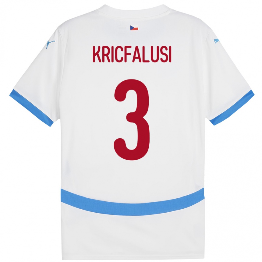 Kids Football Czech Republic Ondrej Kricfalusi #3 White Away Jersey 24-26 T-Shirt Canada