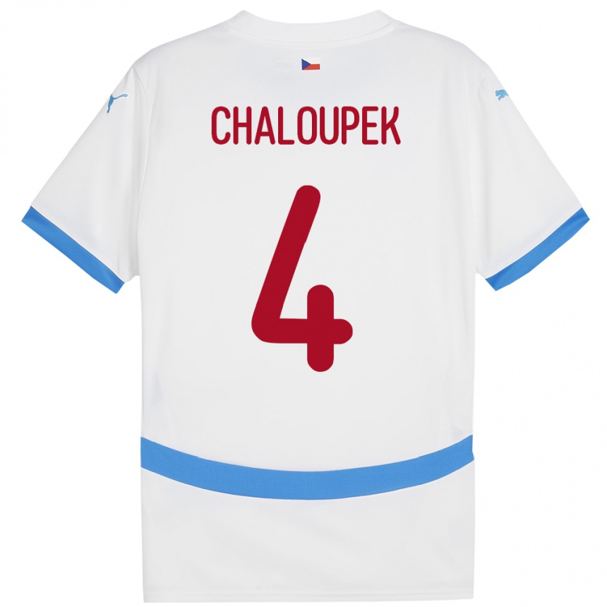 Kids Football Czech Republic Stepan Chaloupek #4 White Away Jersey 24-26 T-Shirt Canada