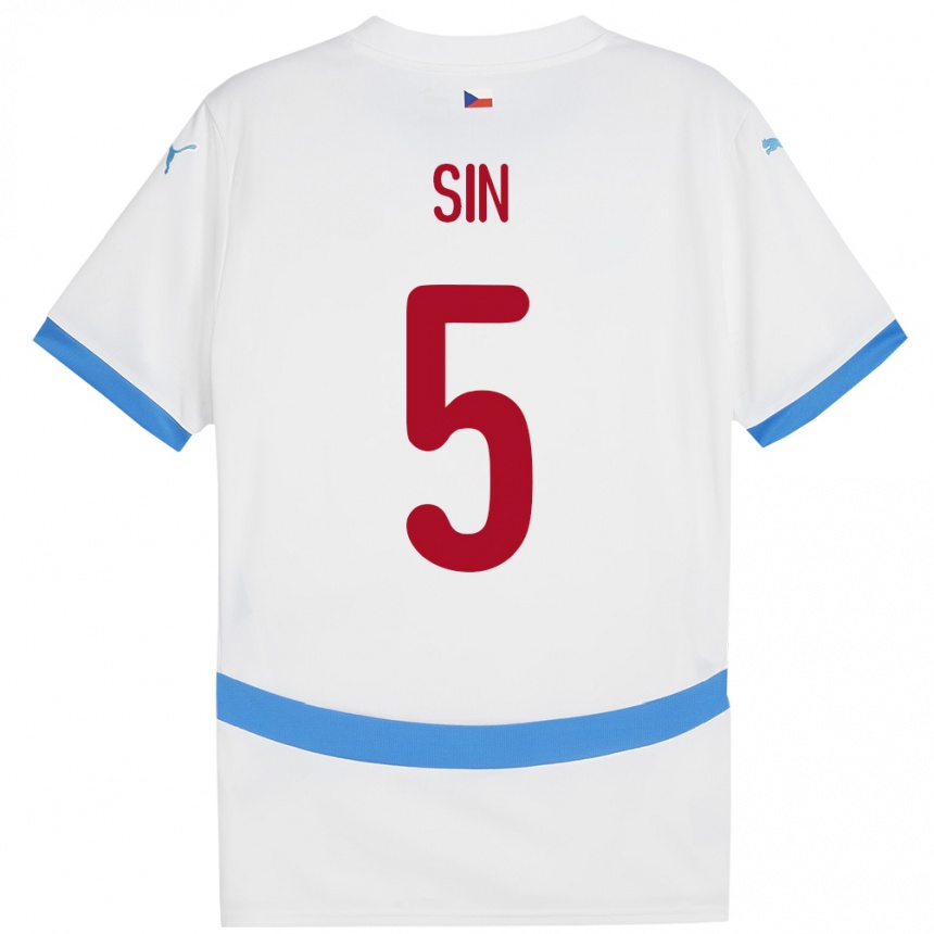 Kids Football Czech Republic Matej Sin #5 White Away Jersey 24-26 T-Shirt Canada