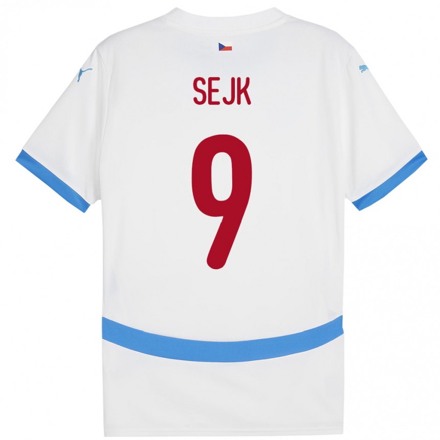 Kids Football Czech Republic Vaclav Sejk #9 White Away Jersey 24-26 T-Shirt Canada