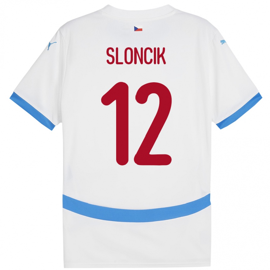 Kids Football Czech Republic Tom Sloncik #12 White Away Jersey 24-26 T-Shirt Canada