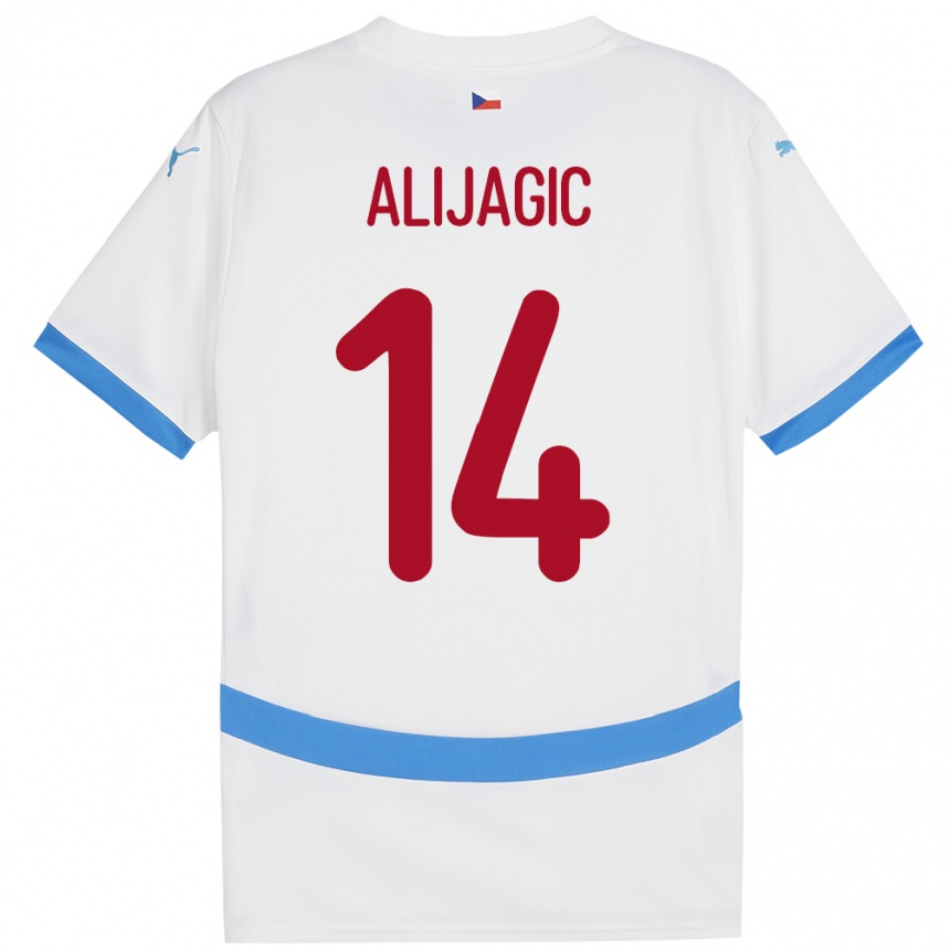 Kids Football Czech Republic Denis Alijagic #14 White Away Jersey 24-26 T-Shirt Canada