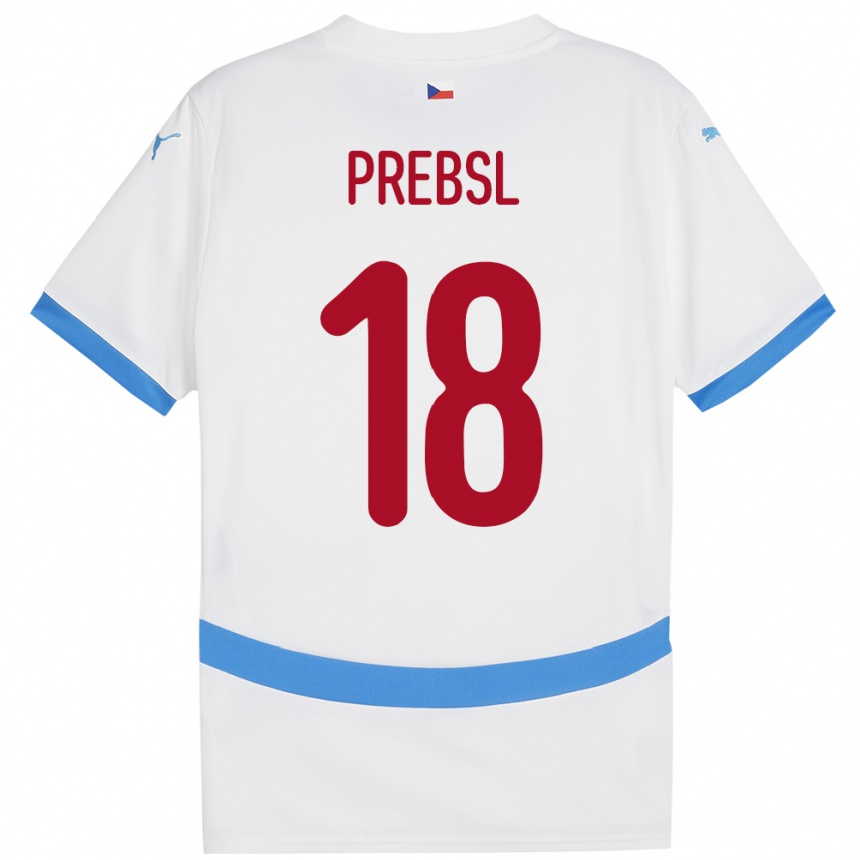 Kids Football Czech Republic Filip Prebsl #18 White Away Jersey 24-26 T-Shirt Canada