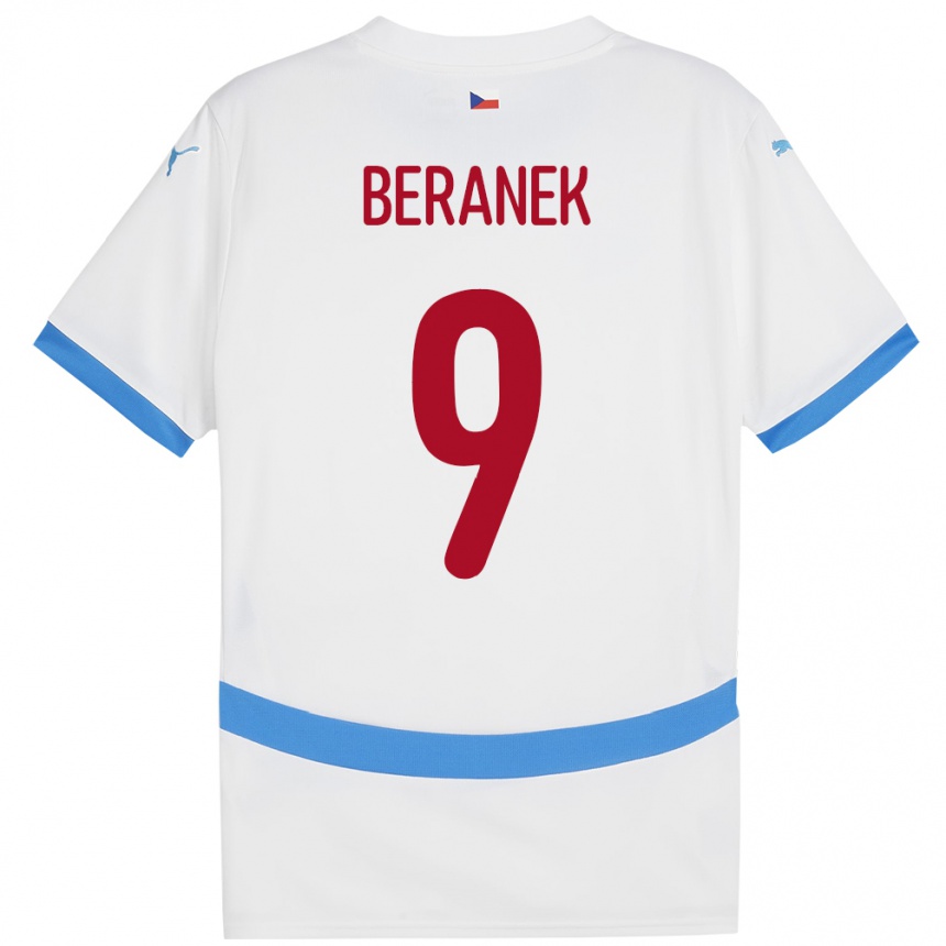 Kids Football Czech Republic Marek Beranek #9 White Away Jersey 24-26 T-Shirt Canada