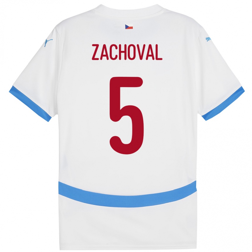 Kids Football Czech Republic Matej Zachoval #5 White Away Jersey 24-26 T-Shirt Canada