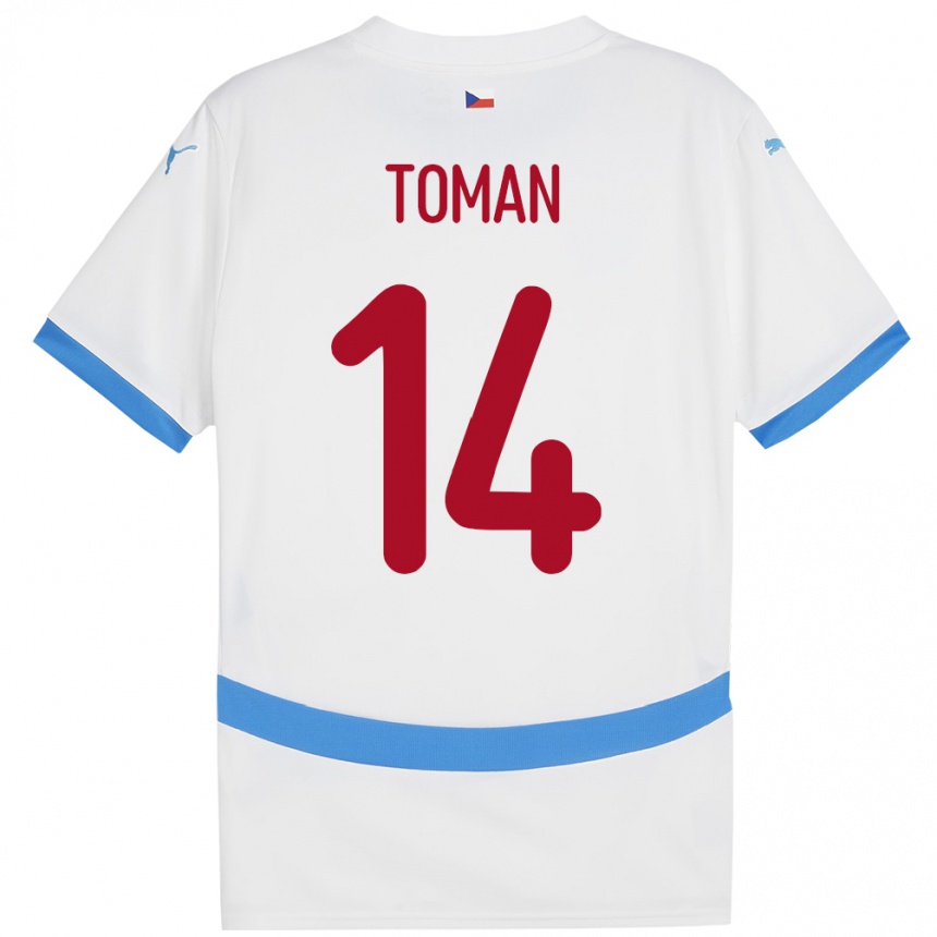 Kids Football Czech Republic Zdenek Toman #14 White Away Jersey 24-26 T-Shirt Canada