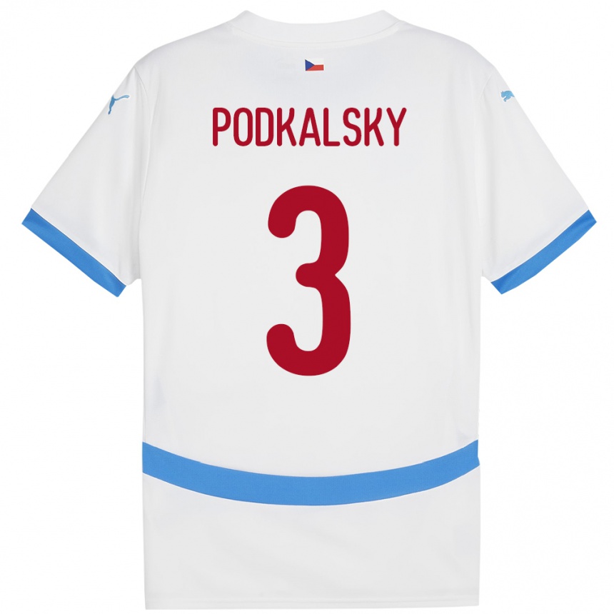 Kids Football Czech Republic Jakub Podkalsky #3 White Away Jersey 24-26 T-Shirt Canada