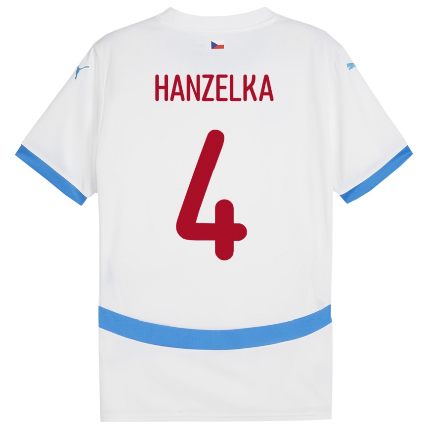 Kids Football Czech Republic Denis Hanzelka #4 White Away Jersey 24-26 T-Shirt Canada