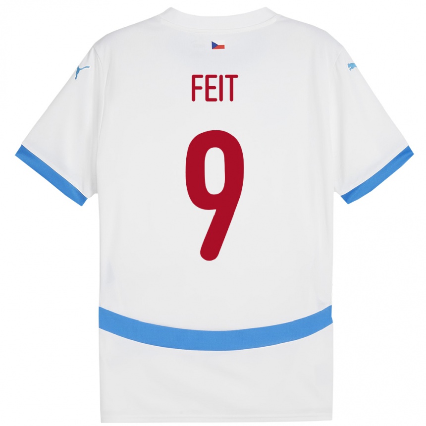 Kids Football Czech Republic Jan Feit #9 White Away Jersey 24-26 T-Shirt Canada