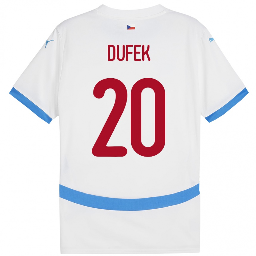 Kids Football Czech Republic Jakub Dufek #20 White Away Jersey 24-26 T-Shirt Canada