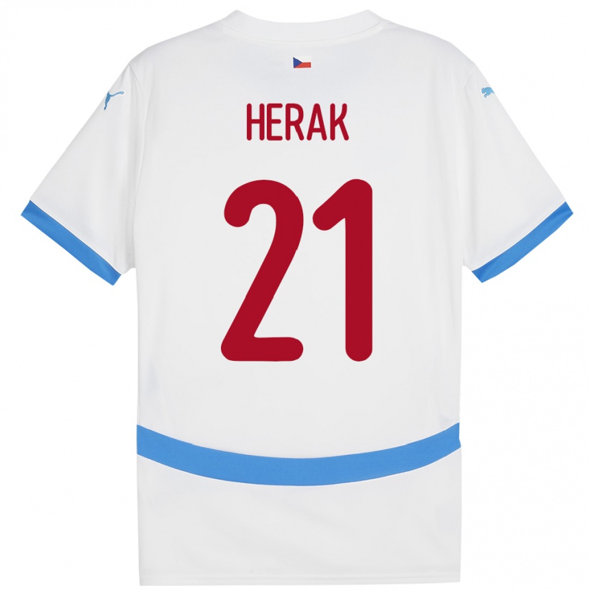 Kids Football Czech Republic Frantisek Herak #21 White Away Jersey 24-26 T-Shirt Canada